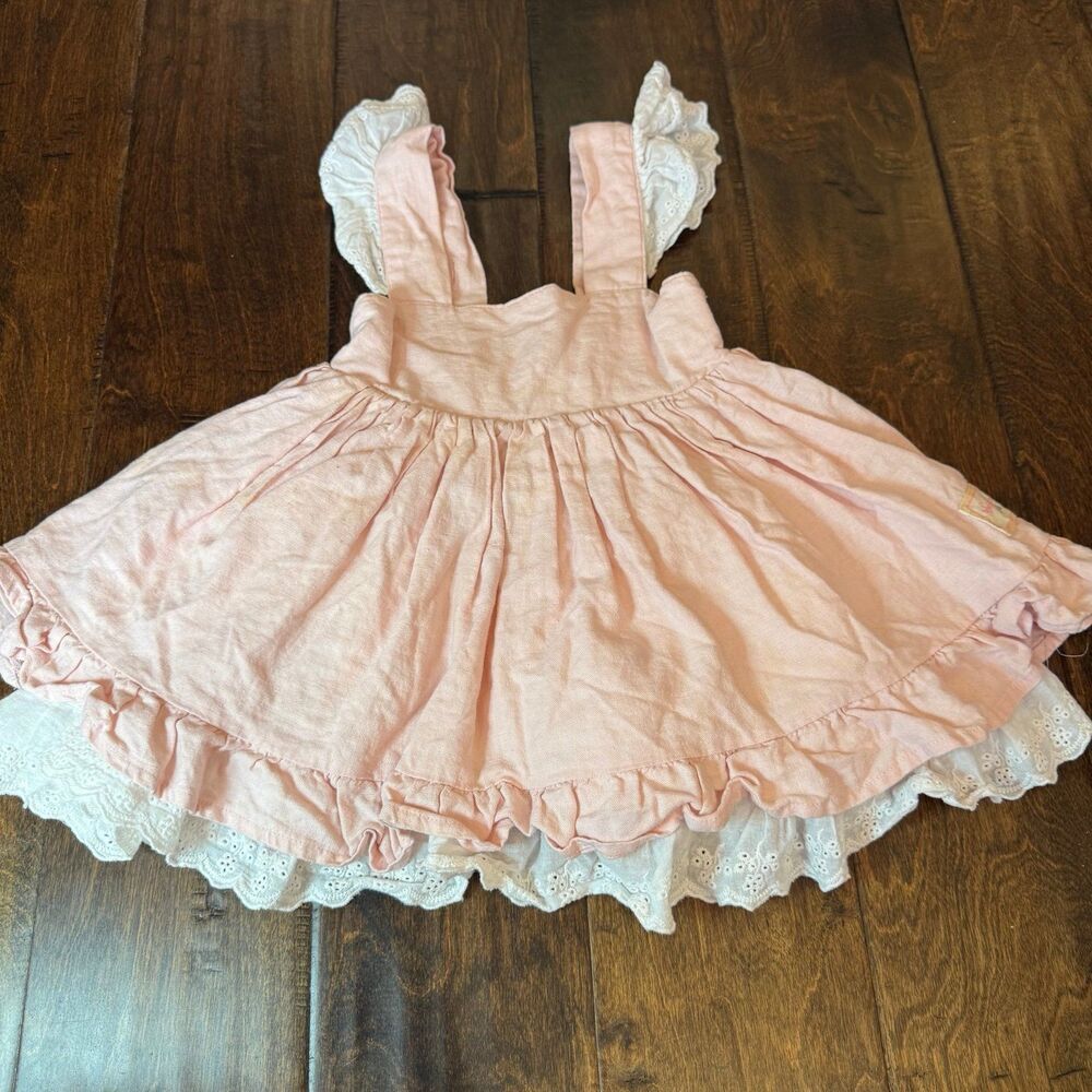 Smallwoods Clothing Co. Tunic Square Neckline Flutter Dress Girls size 3T Boho